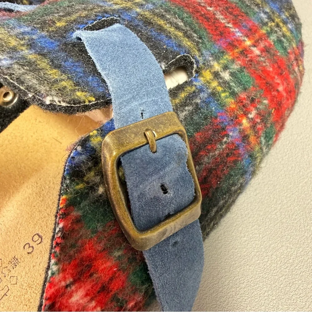Sundance Multicolored Plaid Wool Cork Comfort Clogs - Picture 10 of 12